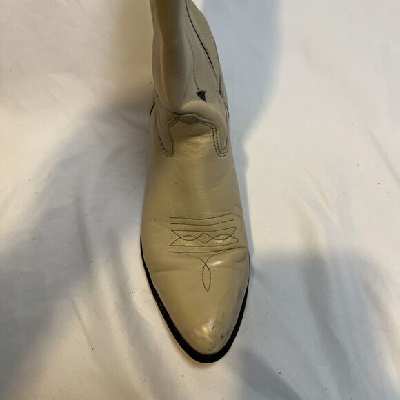 Capezio Cowboy Boots Leather Vintage 1970's Cream with Black Arrow Size 7.5 - Picture 9 of 14